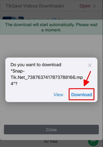 Continue pressing the <b>Download</b> button to confirm.