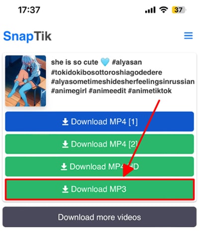 Save MP3 to device